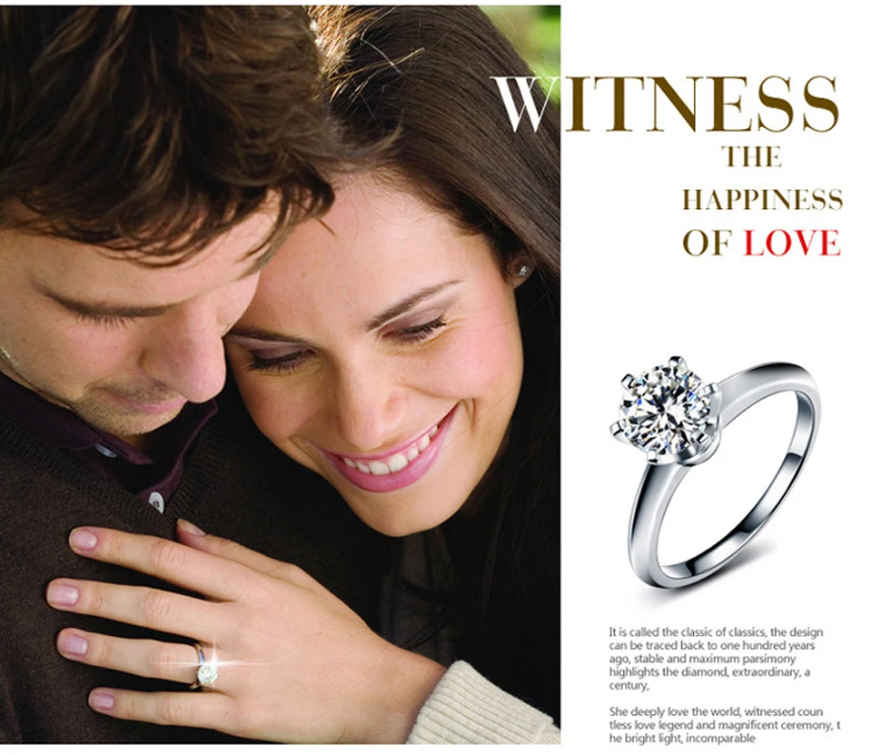 Сертифицированный 1 карат 18 К 750 твердое белое золото классические Forever One Moissanite Алмазные обручальные кольца для женщин свадебный подарок