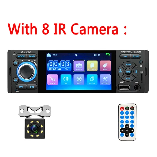 With 8 IR Camera AMPrime 1 din автомобильное радио Зеркало Ссылка Bluetooth Авторадио сенсорный экран авто стерео видео Usb/Aux плеер MP5 с камерой заднего вида - Цвет: With 8 IR Camera