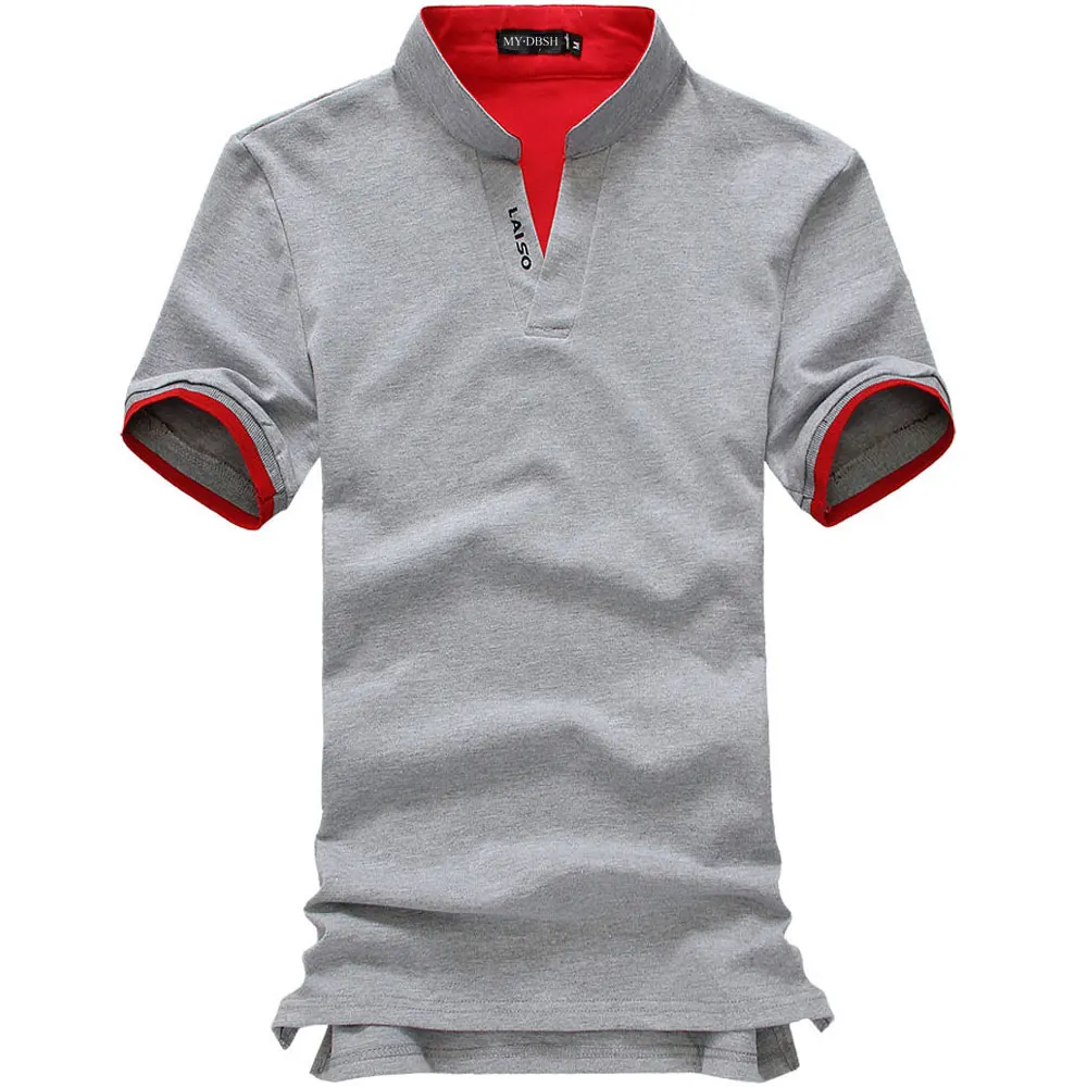 Short Gray Летние мужские рубашки поло оптом мужские хлопковые разноцветные рубашки поло с коротким рукавом простые мужские рубашки MTS001 Большие размеры s-5XL - Цвет: Short Gray