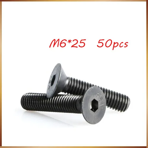 50 шт. M6x25 мм M6 * 25 плоская головка потайная черный класс 10 9 легированная сталь