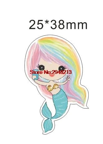 2 стиля с принтом в виде единорога из мультфильма и русалки плоское украшение
