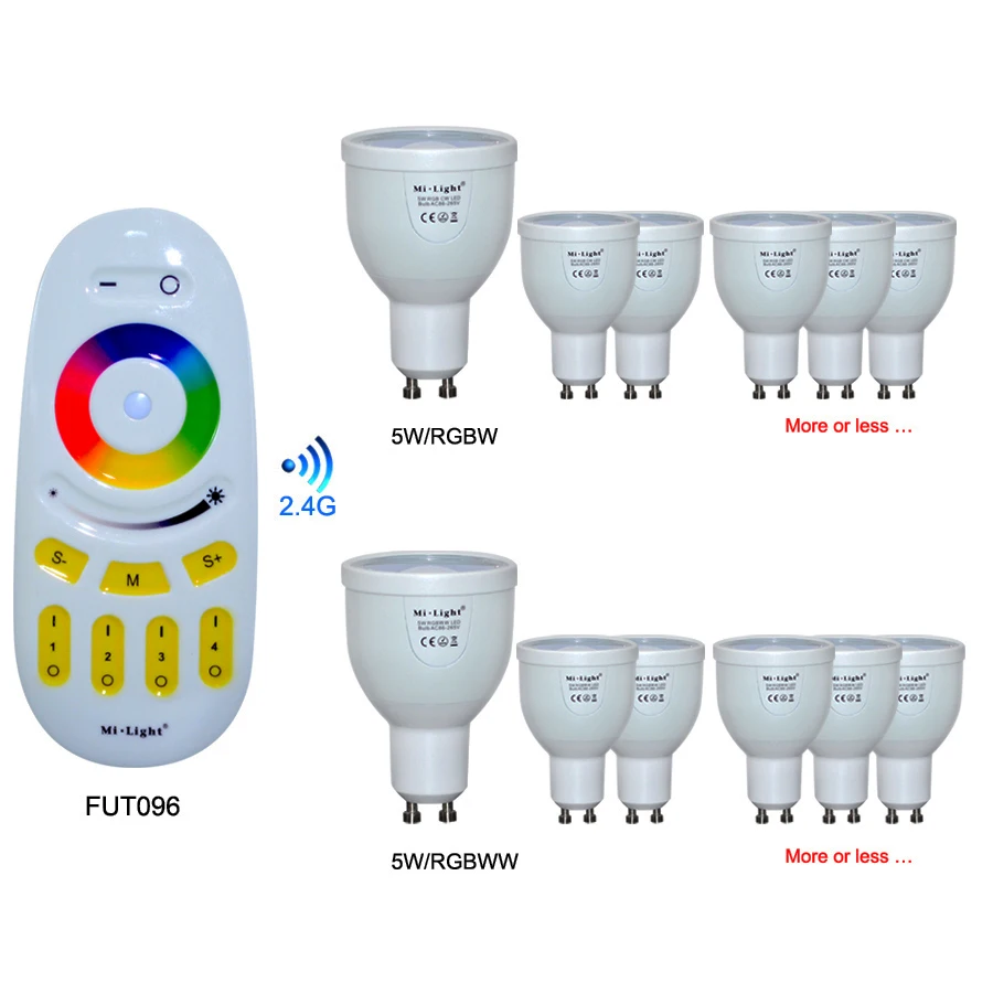 Mi Light RGBW светодиодные лампы AC86 265V GU10 5 Вт RGBWW точечное освещение беспроводная