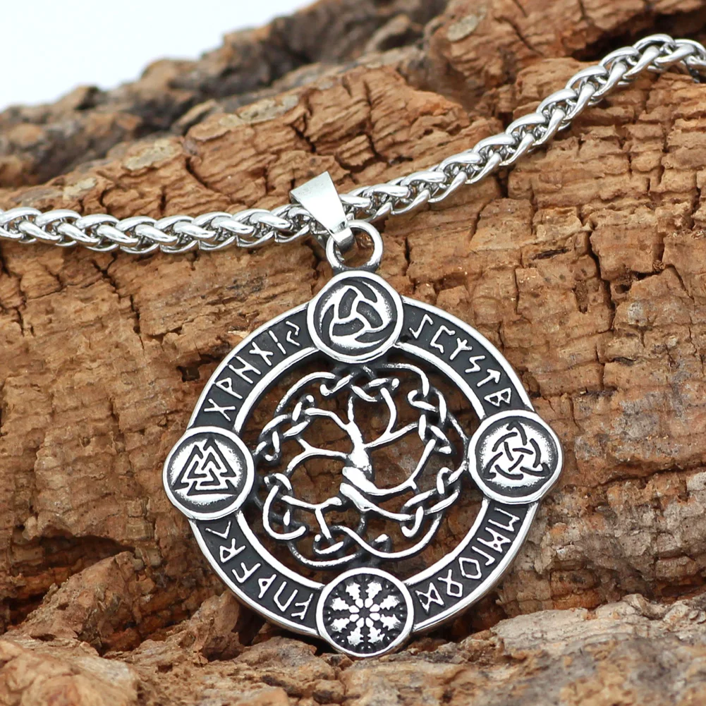 Нержавеющая сталь викингов Северный компас Vegvisir odin амулет кулон ожерелье с