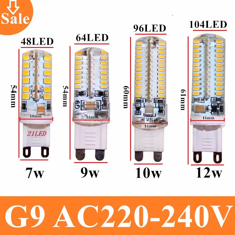 Новый 2019 g9 светодиодный 7 ваттов 9 12 AC110v 220V 240V G9 светильник лампы SMD 3014 104