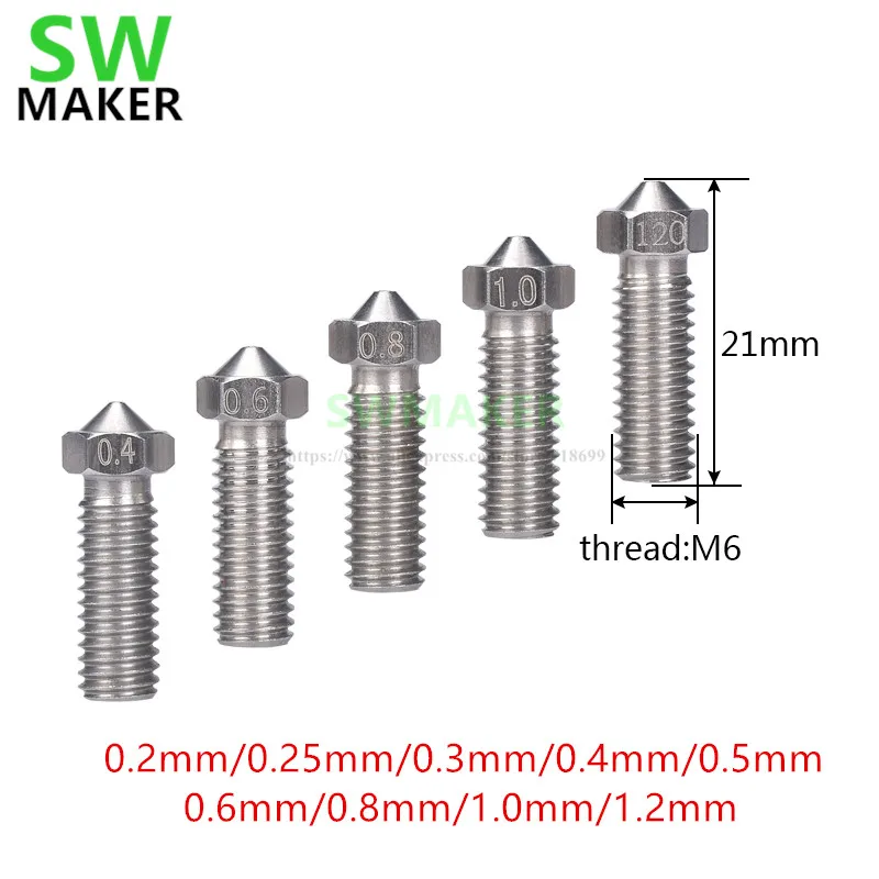 1 шт. форсунка M6 из нержавеющей стали для 3D принтера Volcano|3d volcano|volcano 3dsteel nozzle 3d |