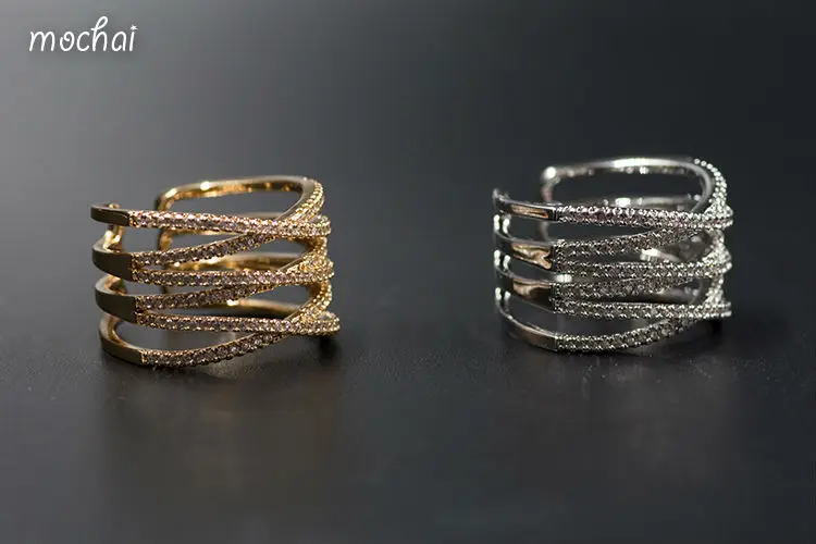 Женские многослойные кольца с фианитом простой и изящный дизайн | Украшения