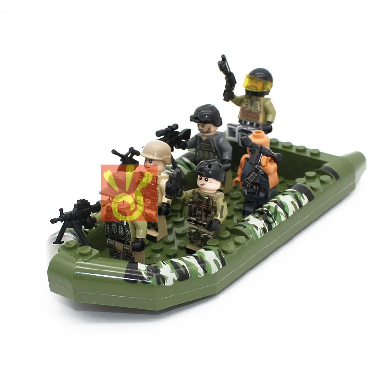 Детали MOC для кирпича 62812 лодка резиновый плот большое военное оборудование блок