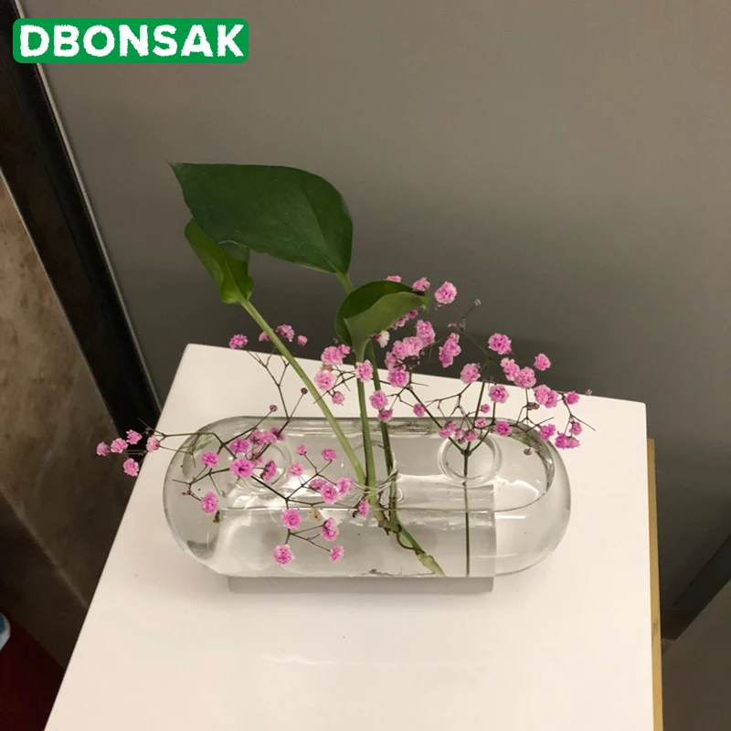 

Transparent Vase Hydroponic Plant Vases Nordic Style Flower Pot Plaster Vase Glass Tabletop Plants Home Bonsai Table Decoration