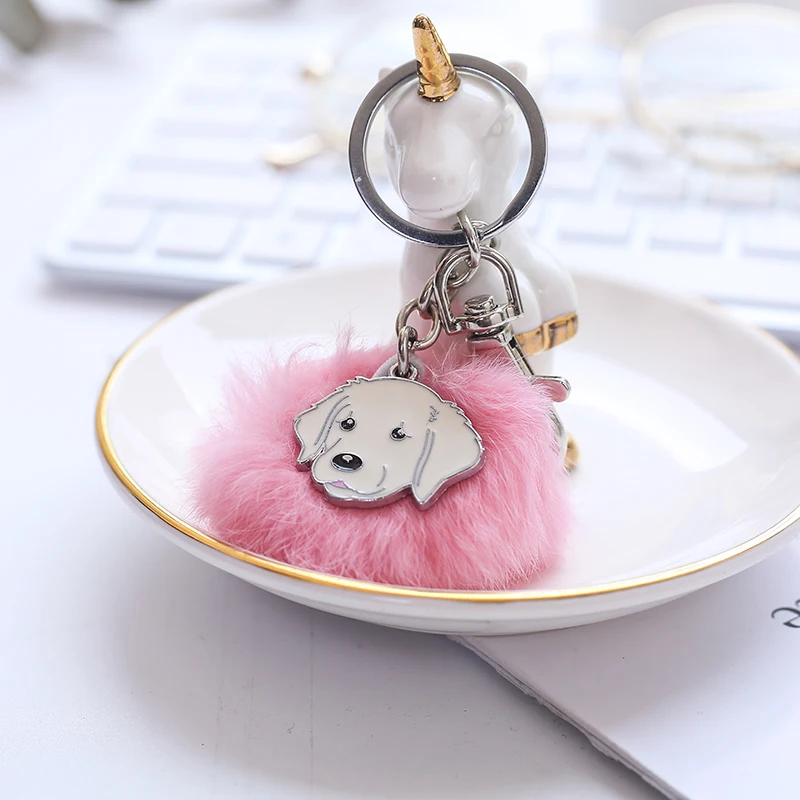Брелок для ключей подарок новый милый брелок из меха самоеда шарик