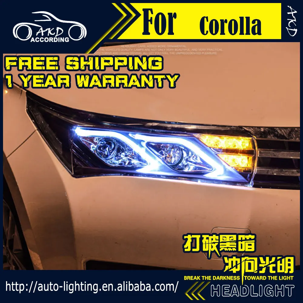 AKD автостайлинг фары для Toyota Corolla Altis светодиодный ные 2014 2016 ОД DRL H7 D2H Hid опция