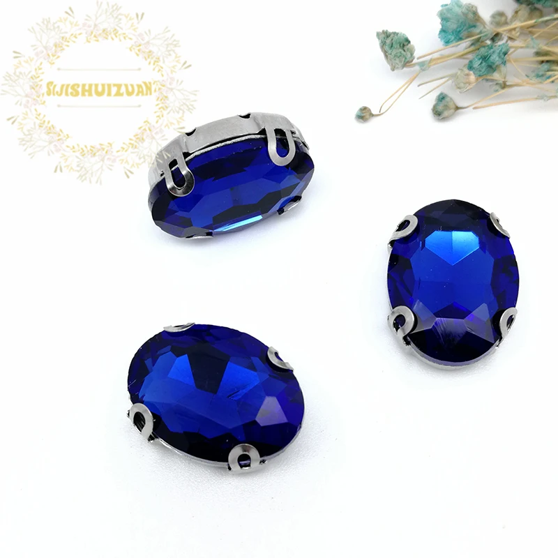 Новинка! Искусственное стекло Пришивные овальные Стразы с когтями искусственная