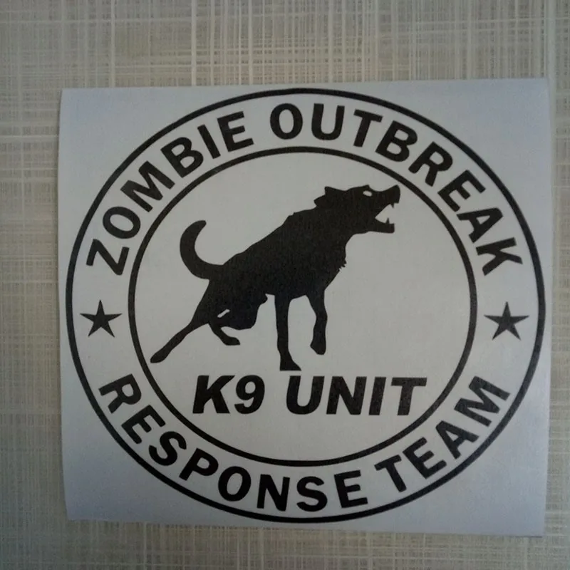 

19*17.8CM Zombie Car Sticker Accessories dog Zombie Outbreak Response Team K9 Unit Canine Dog Zombies Decal Sticker