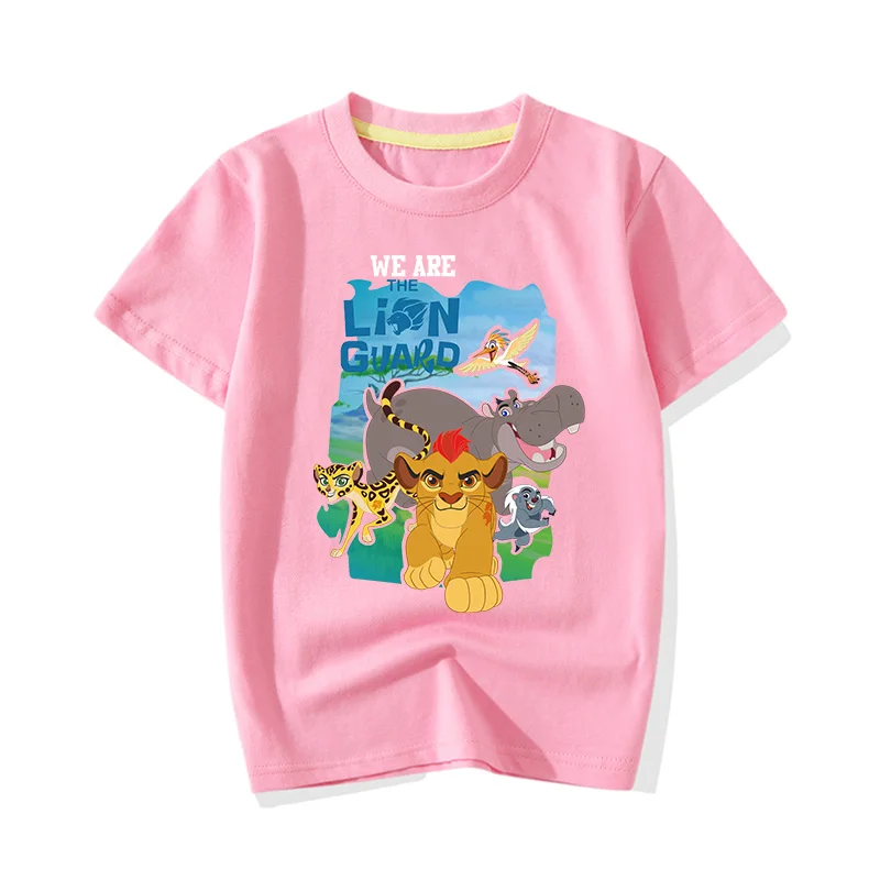 Pink T-shirt Детские футболки для больших мальчиков и девочек с героями мультфильма «Король Лев», одежда От 1 до 13 лет, детский летний костюм с короткими рукавами Повседневные футболки, топы, JY021 - Цвет: Pink T-shirt