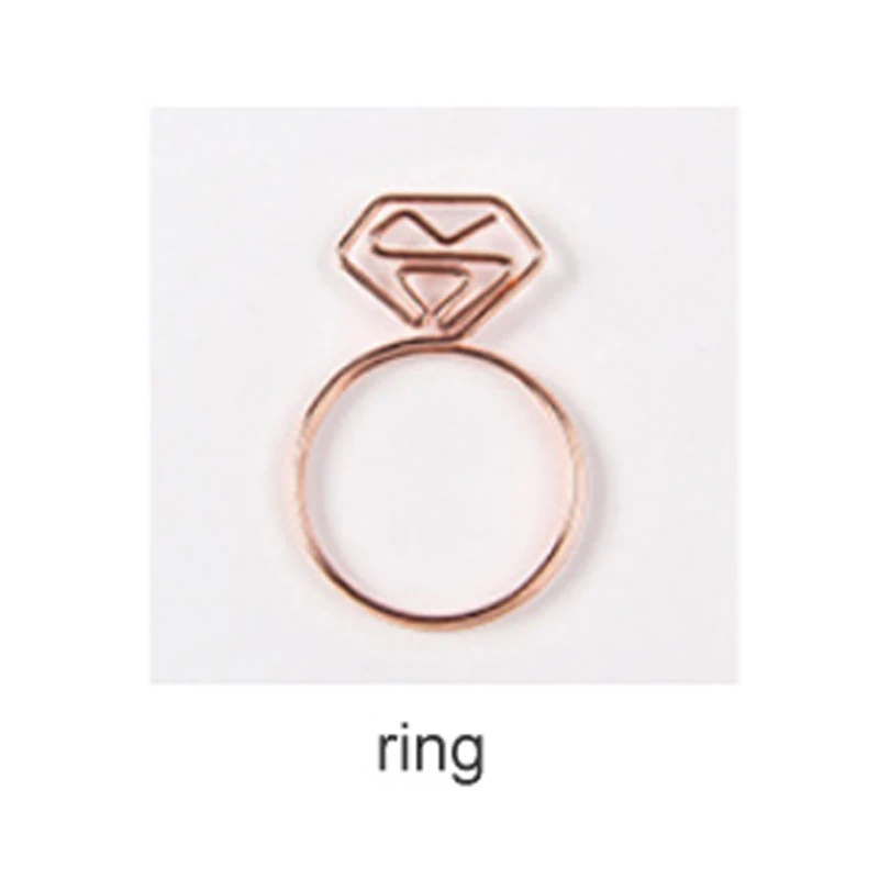 ring Металлические скоросшиватели для офиса, школы, металлические скоросшиватели, розовое золото, инструмент для скрапбукинга, различные формы, милые закладки, скрепки для бумаги, инструменты для планировщика - Цвет: ring