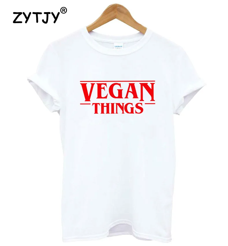 

VEGAN THINGS Letters Print Women tshirt Cotton Casual Funny t shirt For Lady Girl Top Tee Hipster Drop Ship S-21