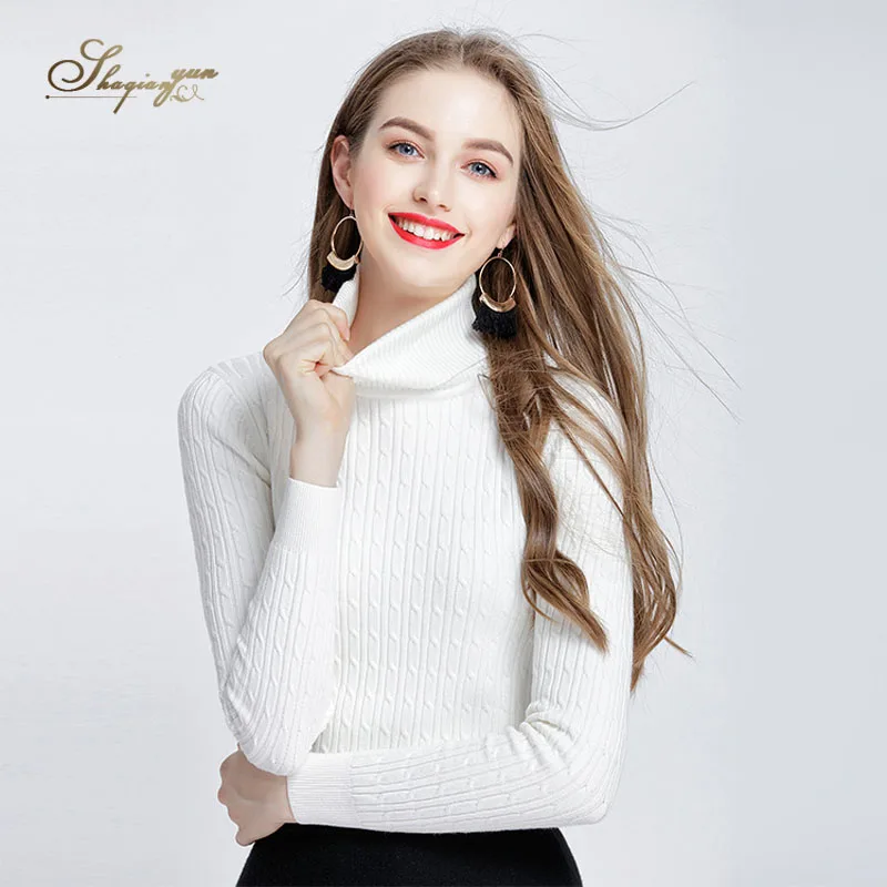 Осень-зима Новый Для женщин свитер трикотаж твист High-Neck Sweater модные тонкий