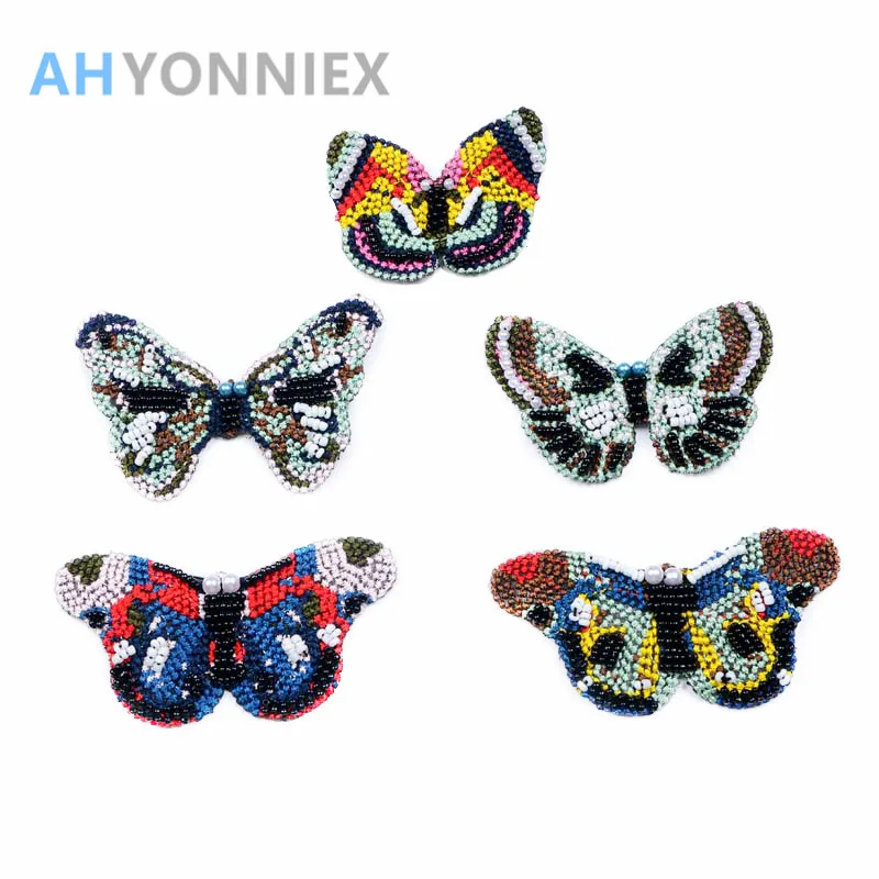 

AHYONNIEX 1 PCS Butterfly sequins Rhinestones bead patches sew on beading applique clothes shoes bags decoration patch DIY