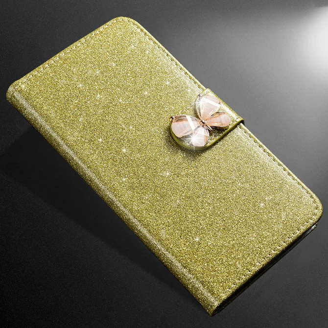 gold butterfly Для Xiaomi Redmi 5 Plus Note 5 7 Pro Go Note 4A 6A Чехол Флип роскошный блестящий PU кожаный чехол для телефона чехол сияющий как бриллианты - Цвет: gold butterfly