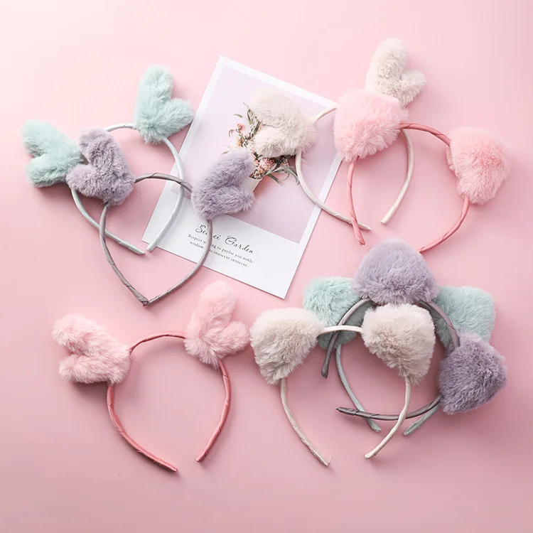 Korean Cute Girls Plush Headband Cat Ears Hair Band Antler Hairband Accessories Children Headwear Head HairBands | Детская одежда и