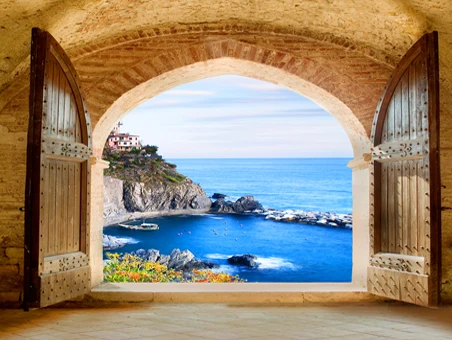 3D Luxury Blackout Curtains Roman Sea Scenery For Living Room Window Bedroom | Дом и сад