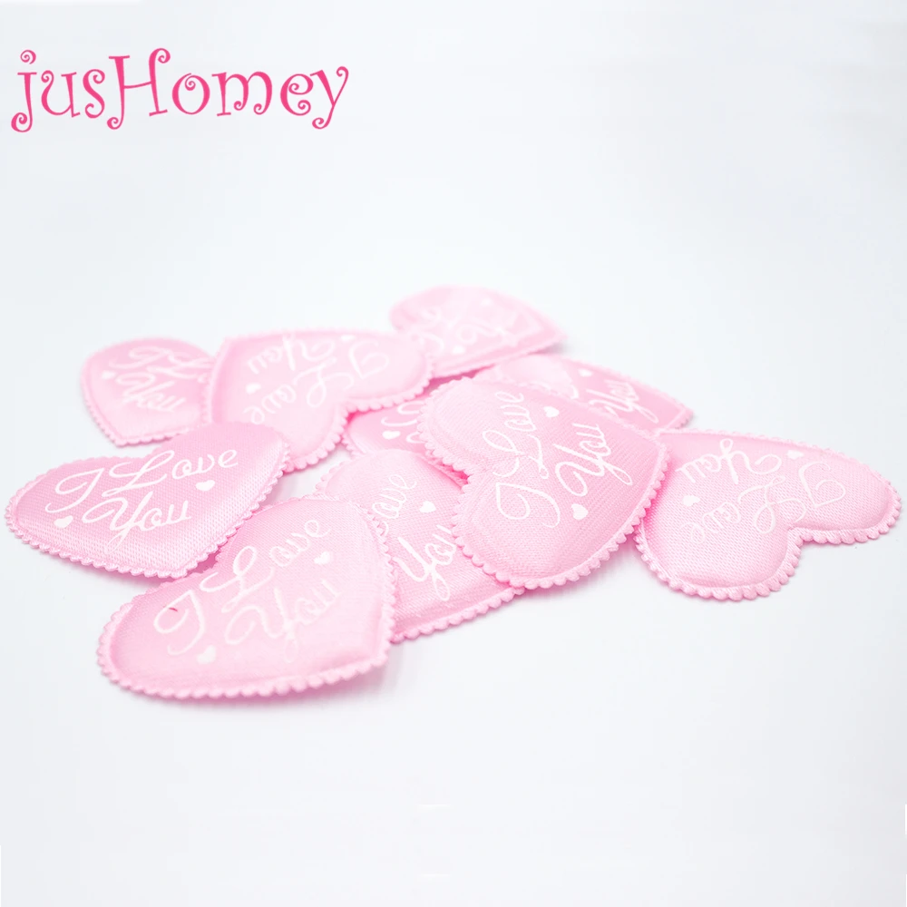 50 шт. атласных аппликаций в виде сердца из ткани, 53 мм, с надписью "Я ТЕБЯ ЛЮБЛЮ" - патчи в форме сердца для свадебного конфетти на День Валентина.