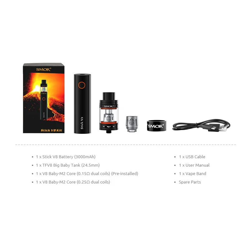 Оригинальный Vape SMOK Stick V8 стартовый набор электронных сигарет 3000 мАч батарея с 5 мл