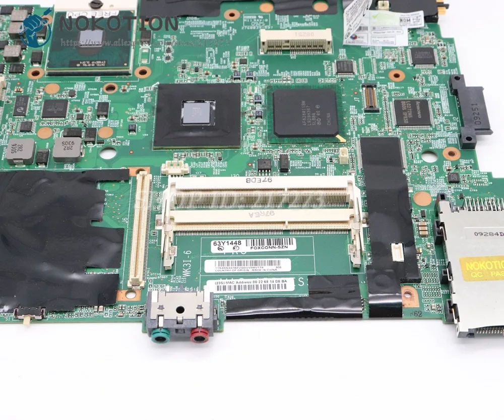 Материнская плата NOKOTION для ноутбука Lenovo thinkpad R500 42W7982 45N4476 15 дюймов материнская GM45