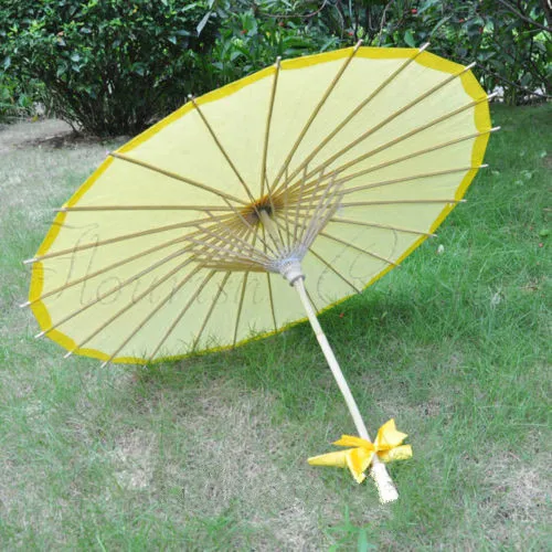 

[ Fly Eagle ]100PCS Oriental Asian Japanese Geisha Dance Large Silk Sun Parasol Umbrella-Yellow Free Shipping