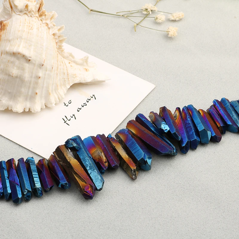 Камдоу DANLEN Друза природного камня Rock Raw Quartz Pillar синее титановое покрытие Beads 15