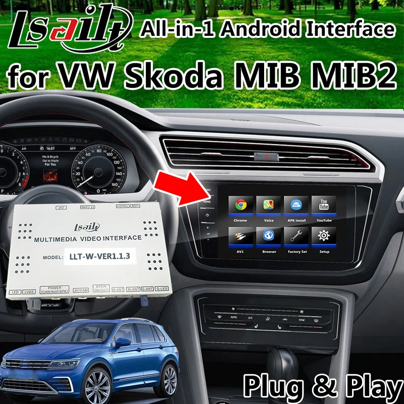 Все-в-1 Pin к Pin Android gps навигационная коробка для Volkswagen Tiguan CC Sharan MQB MIB MIB2 с youtube carplay mirrorlink