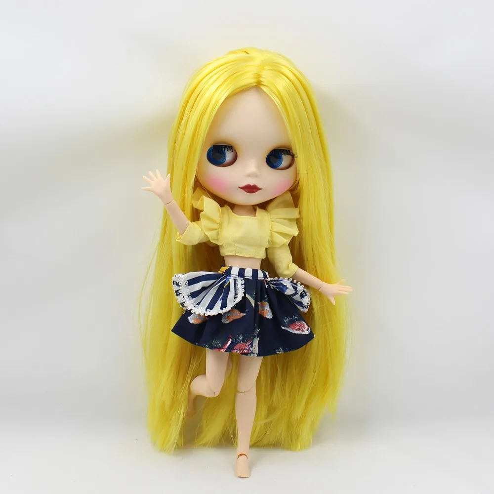 Наряд для куклы Blyth желтое приталенное платье из двух частей для куклы размером 12 дюймов