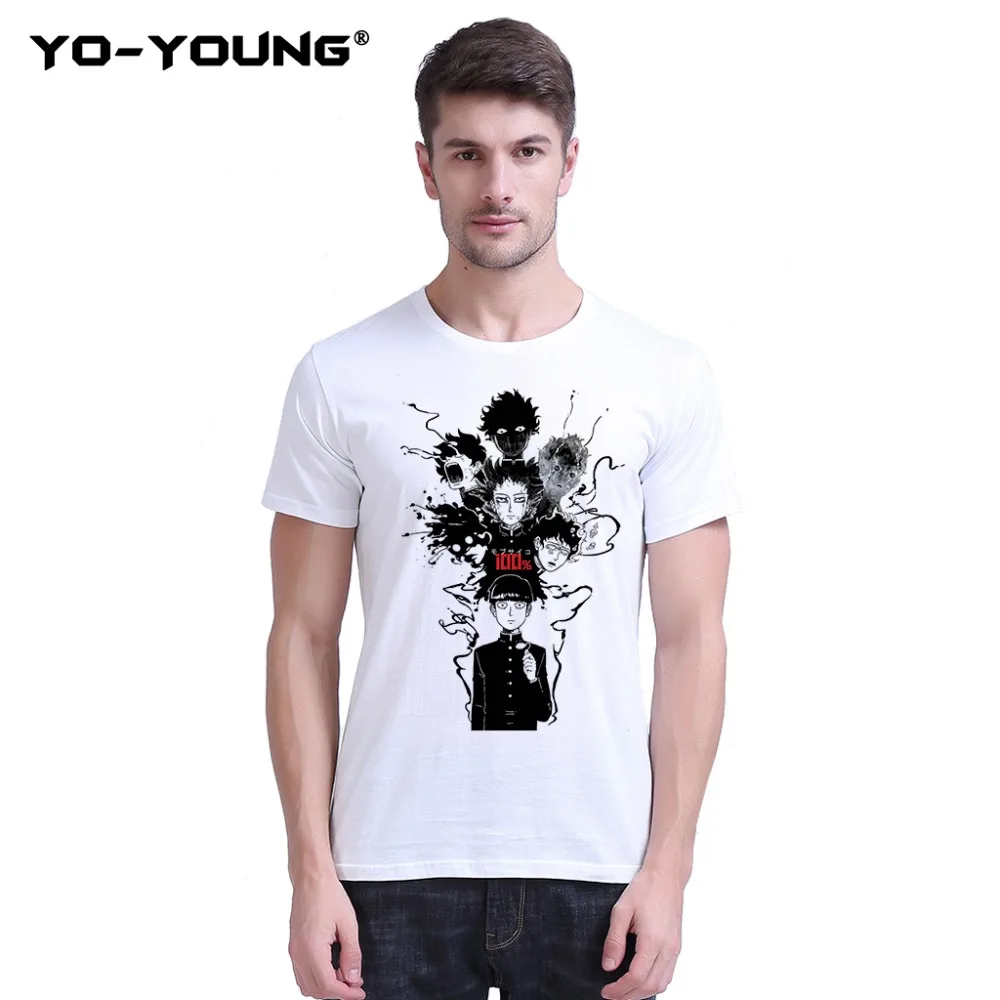 Yo Young Men футболки Аниме Mob Psycho 100 цифровая печать 100% хлопок для фанатов аниме Casual Top