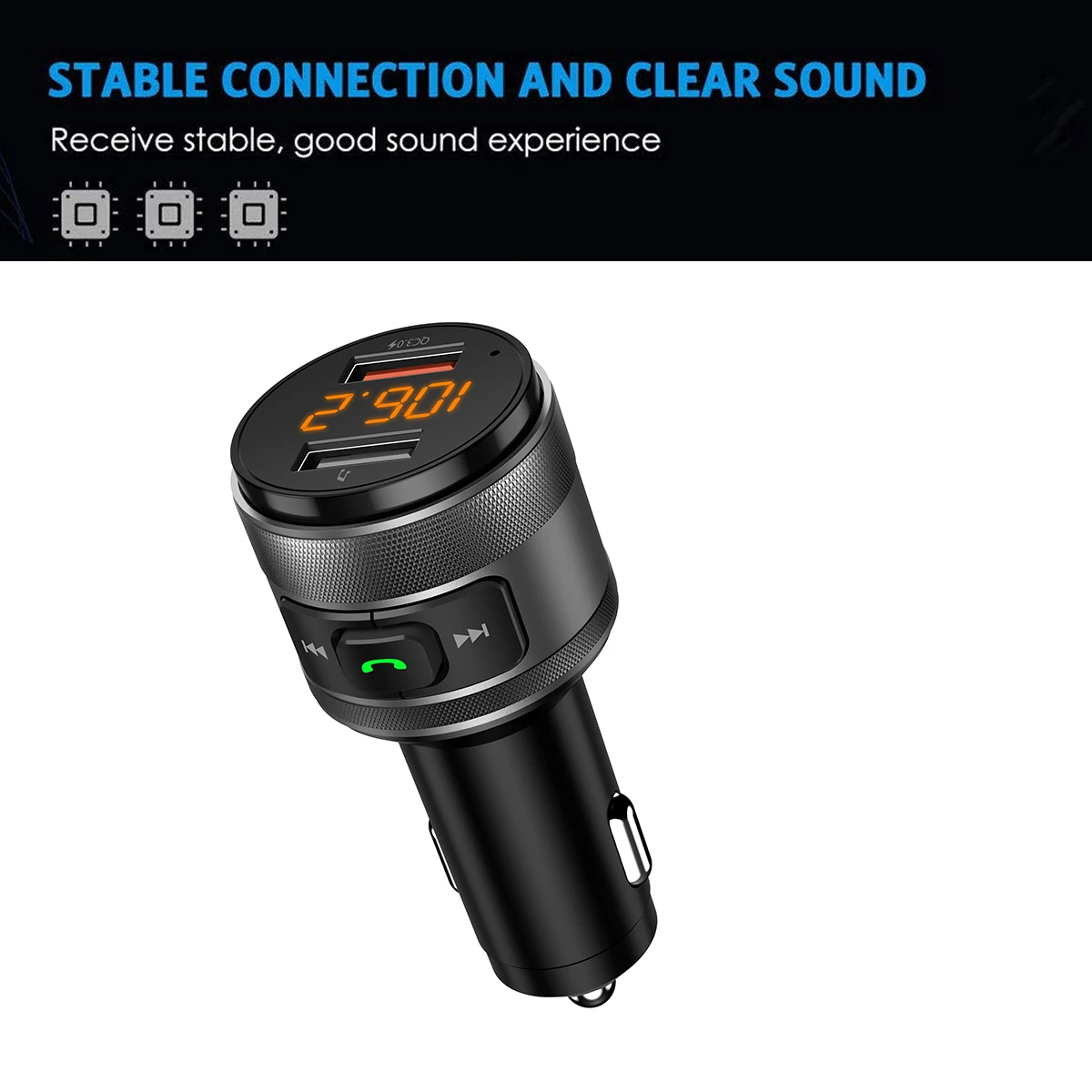 Автомобильное зарядное устройство C57 с двумя usb портами quick charge 3 0 Bluetooth fm