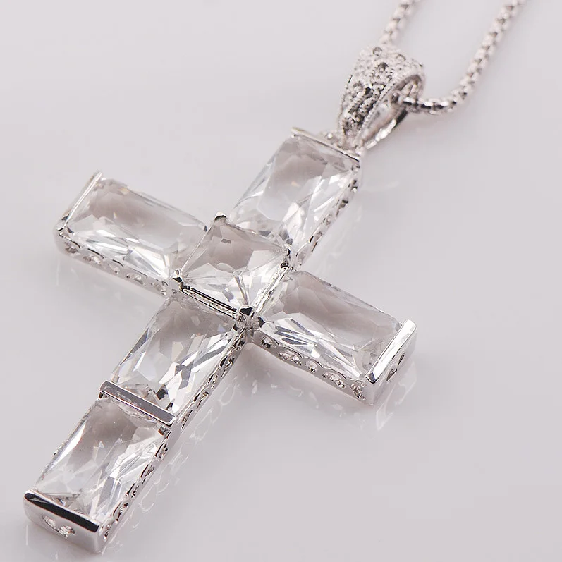 

Cross White Crystal Zircon 925 Sterling Silver Fashion Jewelry Pendant TE427