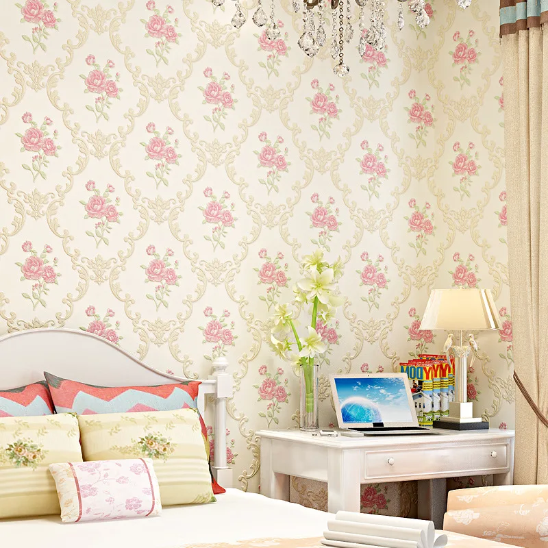 

beibehang European pastoral large pattern wallpaper fine embossed American three-dimensional embossed non-woven living room wall
