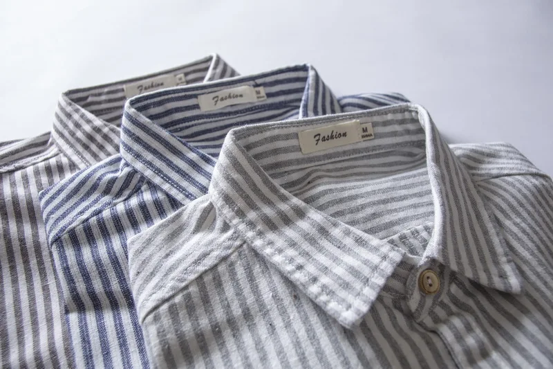 Осень 2018 полосатая рубашка с длинными рукавами мужские Модные Повседневные