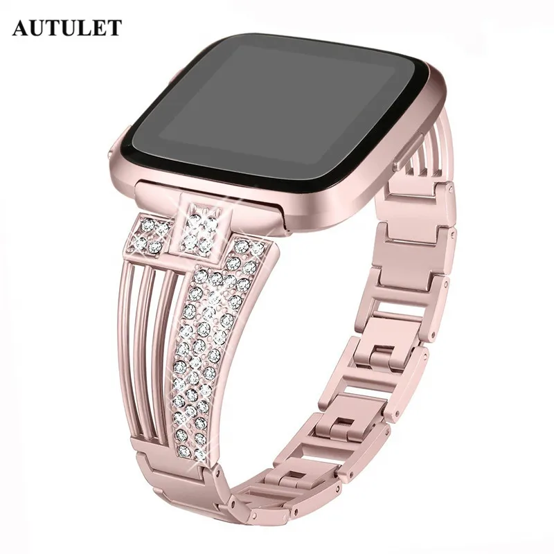 Replacement bands Fitbit Versa metal strap stainless steel bling bracelet wristband for women accessories price | Наручные часы