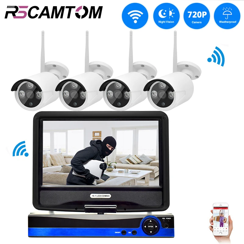 HD 720P Security System WIFI Kit CCTV IP Camera LCD Screen NVR Wireless Surveillance Video Monitor Outdoor Night Vision XMeye |