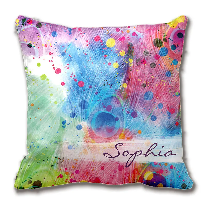 

Cool Watercolors Peacock Feathers Abstract Pattern Pillow Decorative Cushion Cover Pillow Case Customize Gift By Lvsure For Car