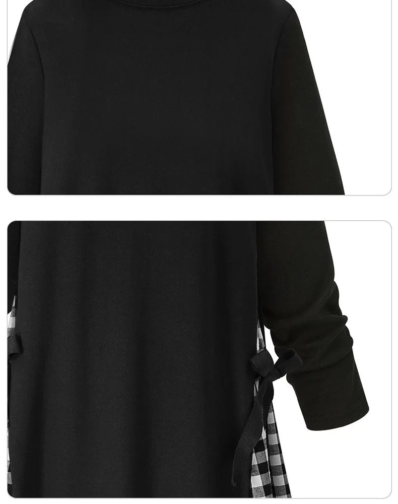 Осеннее платье большого размера 2018 женские Лоскутные черные модные платья миди с