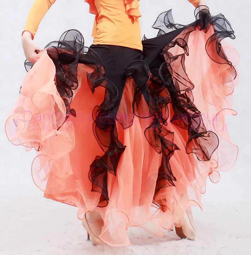 Новинка костюмы для бальных танцев сексуальные газовые гофрированные длинные