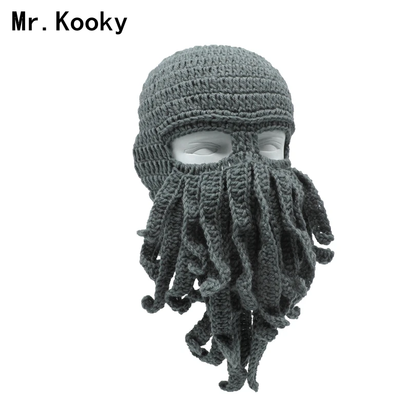 Mr.Kooky, ручная работа, смешное щупальце, осьминог, шапка, вязаная крючком, Cthulhu, борода, шапочка, мужская, женская, вязаная, штормовка, шапка, подарок на Хэллоуин, животное
