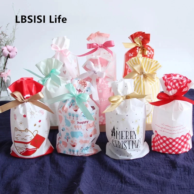 LBSISI жизнь 50/100 шт Пластик сумка-кисет для лечения с лентой для печенья снэк конфеты День рождения свадьбы пользу подарочные пакеты