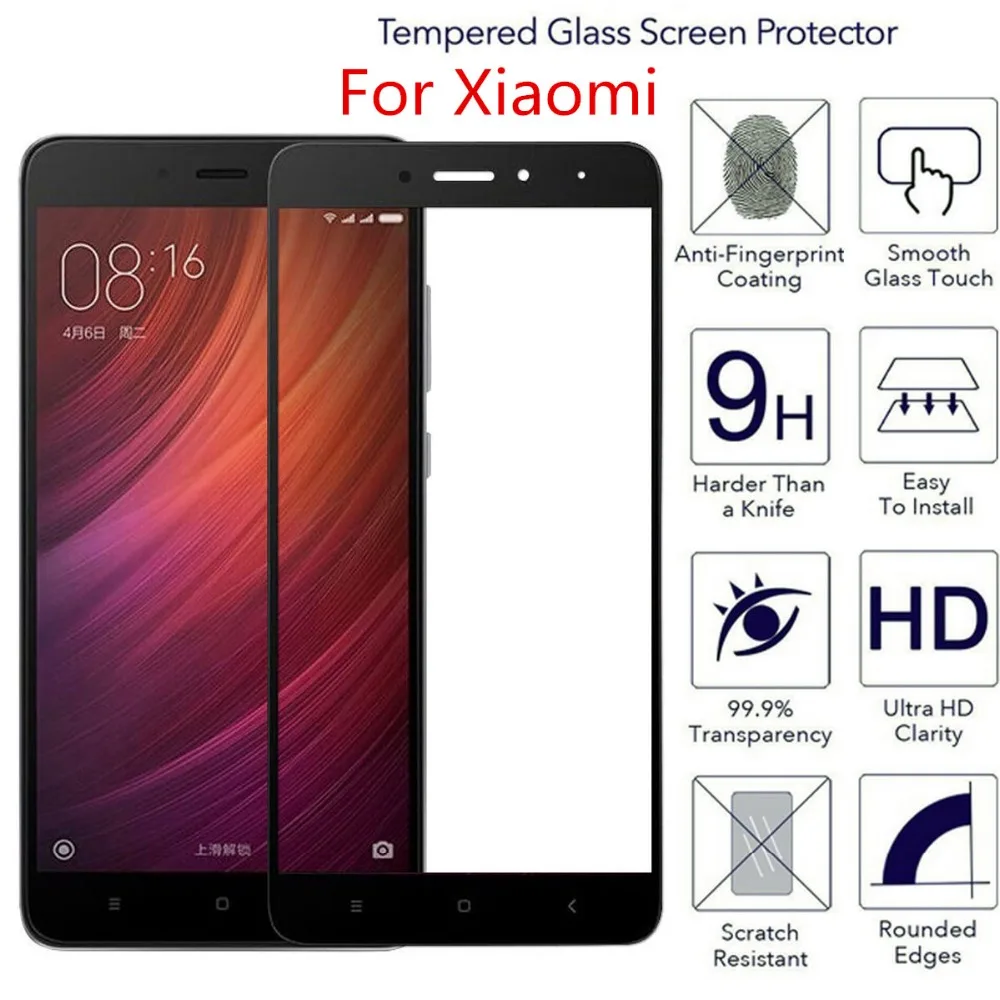 Закаленное стекло с полным покрытием для Xiaomi Redmi 4 Pro 32 Гб защита экрана закаленное