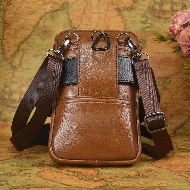 Мужская маленькая косая сумка из натуральной воловьей кожи 6 3 дюйма|genuine leather|men
