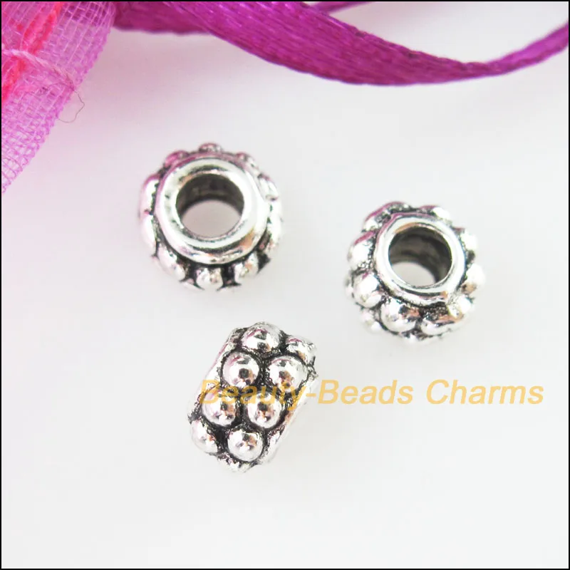 Новинка! 60 шт. Тибетский серебристый цвет крошечные круглыми точками Spacer Бусины 7