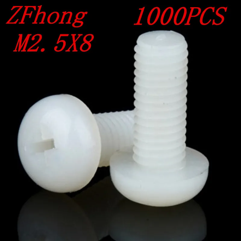 

wholesale white nylon screw 1000pcs M2.5*8 M2.5x8 nylon plastic round pan head screw