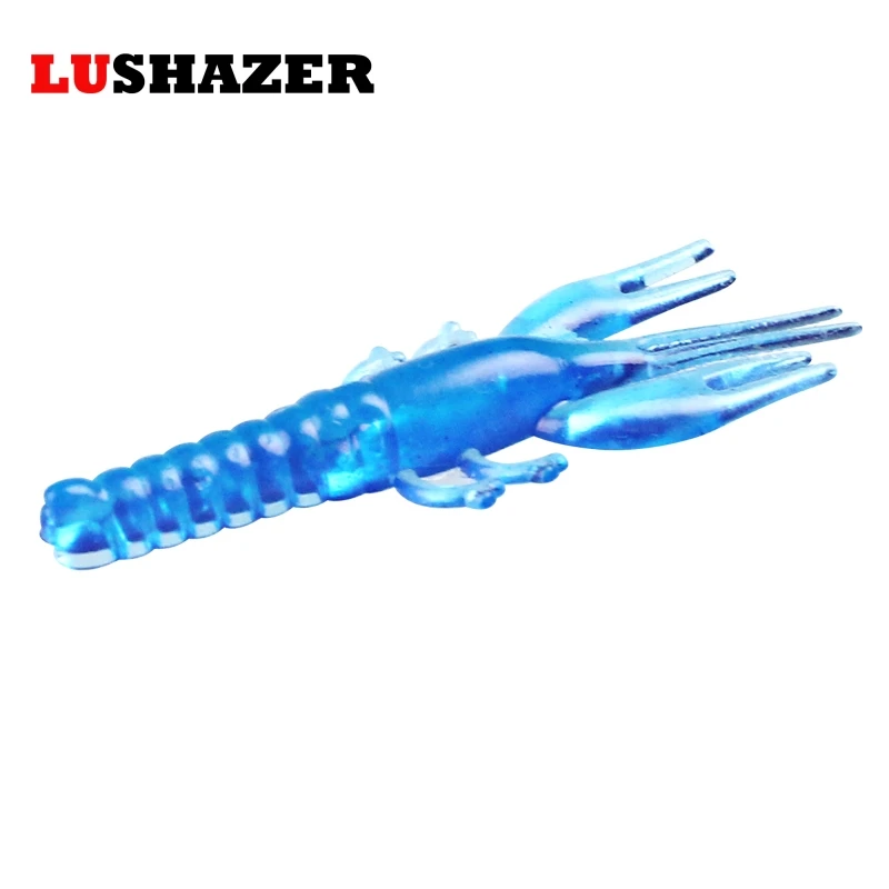 50 шт./лот LUSHAZER, Мягкая наживка для рыбалки, Мягкая наживка-креветка, 0,8 г, 4,7 см, силиконовые приманки для рыбалки, воблеры, снасти, коробка