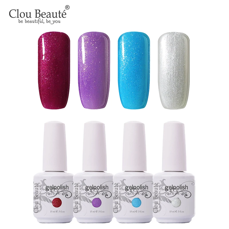Clou Beaute Гель-лак 18 цветов набор гель-лаков для ногтей телесный серия УФ-гель для ногтей Базовое покрытие не протирать Топ Гель-лак для ногтей - Цвет: 4pcs-15ml-ZH12