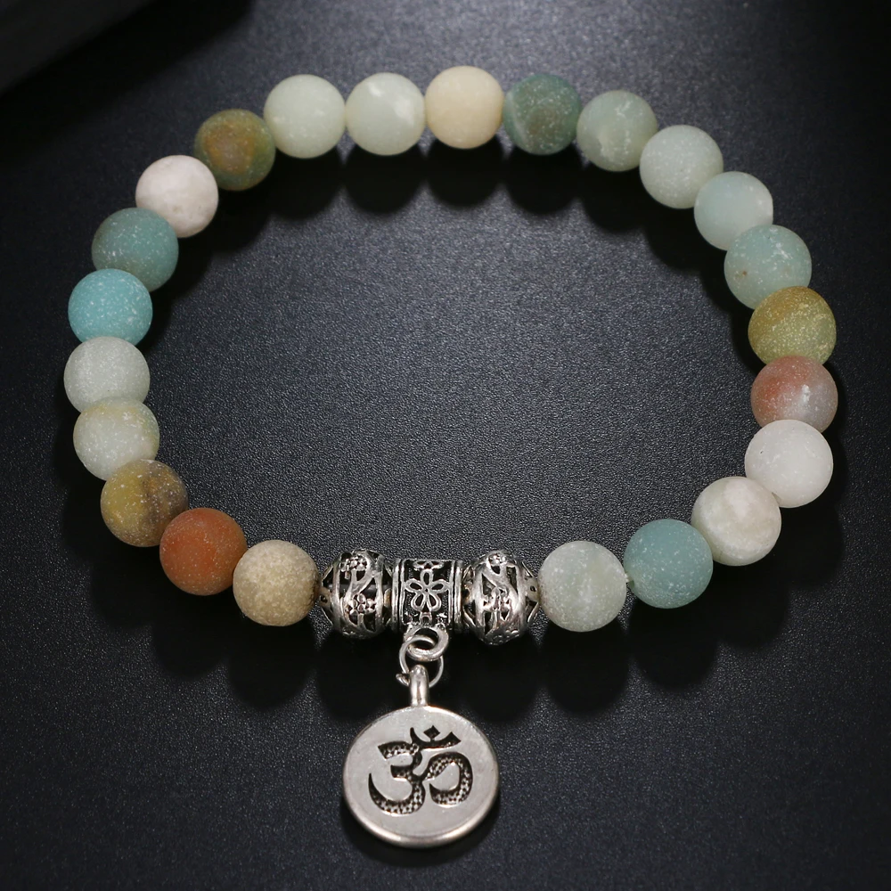 Женские и мужские винтажные браслеты OM Rune ручной работы с натуральным камнем
